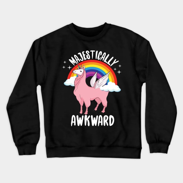 Majestically Awkward Llama Unicorn Crewneck Sweatshirt by Eugenex